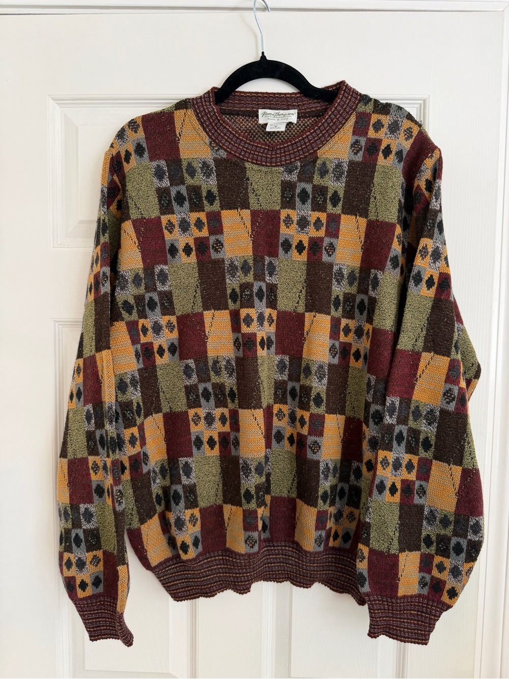 Vintage Mauro Thompson Made in Italy Merino Wool Geometric Sweater Men’s M - Picture 2 of 5